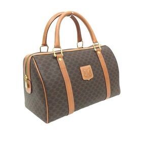 Celine Boston Bag Macadam Handbag Brown Leather Retro